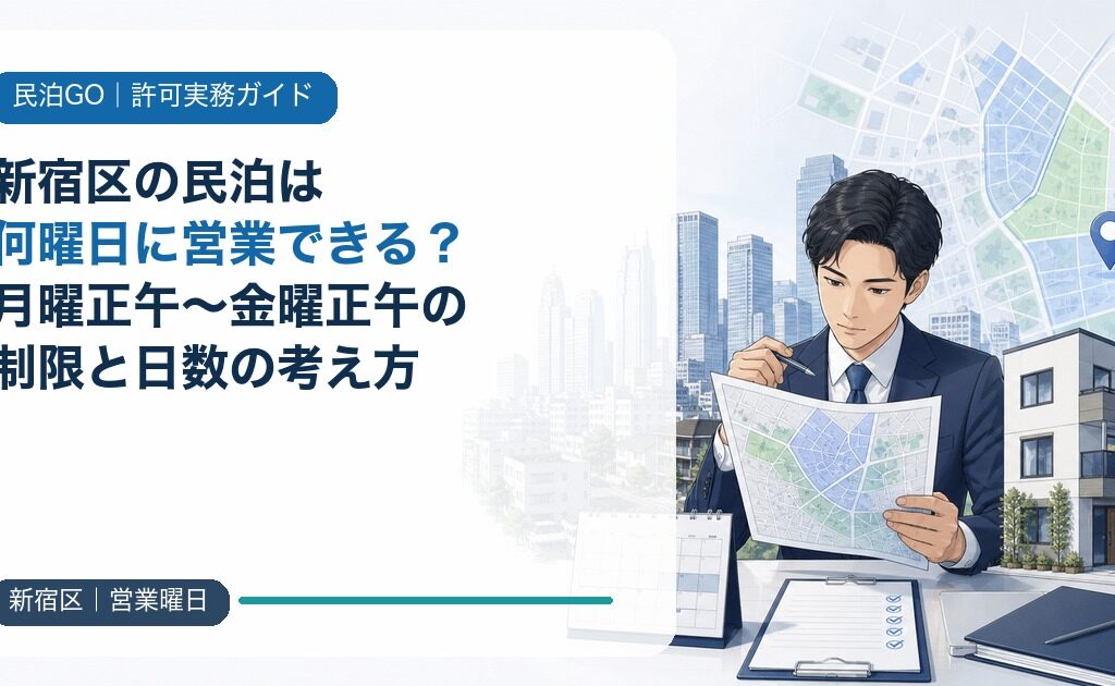新宿区の民泊は何曜日に営業できる？月曜正午〜金曜正午の制限と日数の考え方