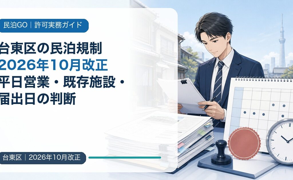 台東区の民泊規制【2026年10月改正】平日営業・既存施設・届出日の判断
