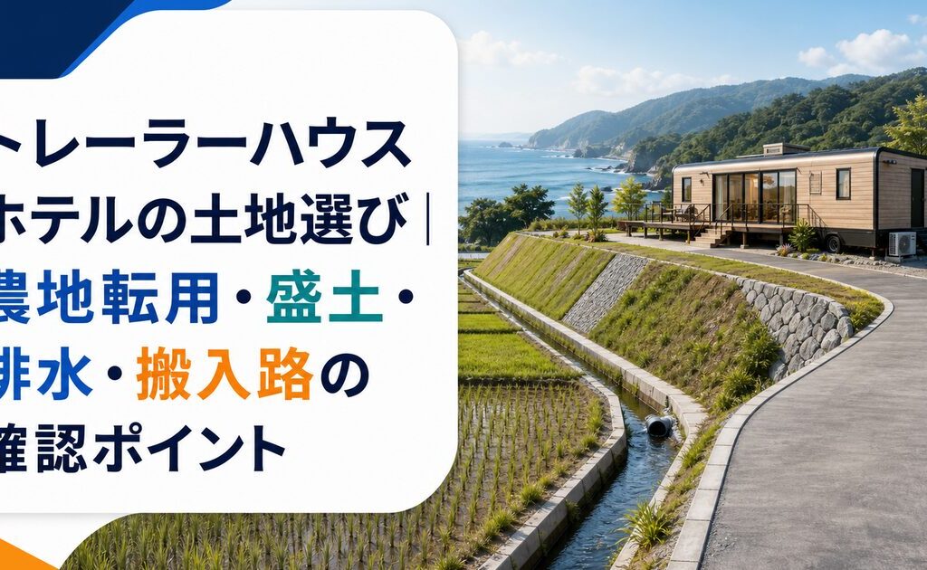 トレーラーハウスホテルの土地選び｜農地転用・盛土・排水・搬入路の確認ポイント