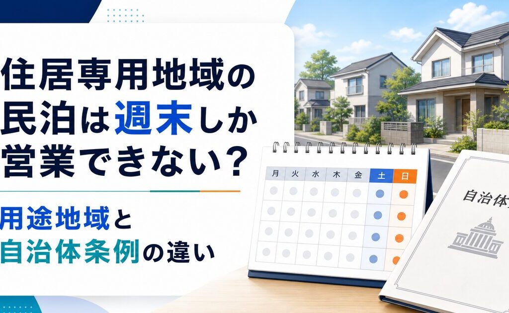 住居専用地域の民泊は週末しか営業できない？用途地域と自治体条例の違い