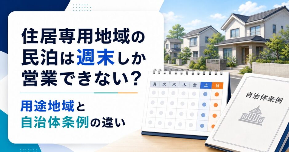 住居専用地域の民泊は週末しか営業できない？用途地域と自治体条例の違い