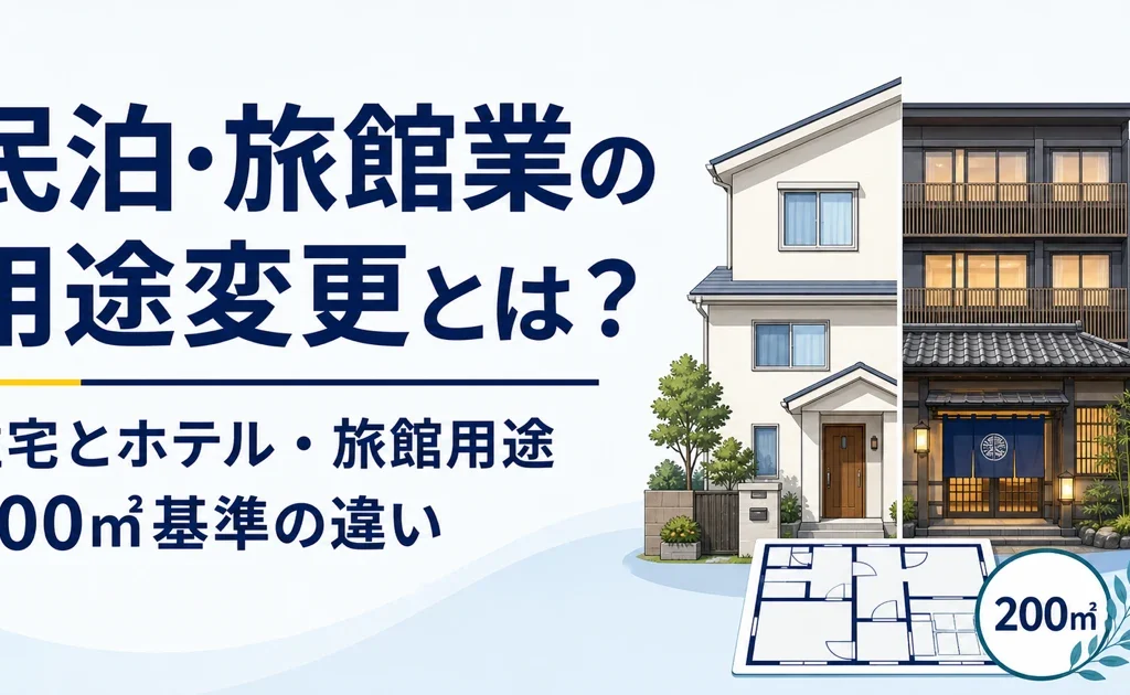 民泊・旅館業の用途変更とは？住宅とホテル・旅館用途、200㎡基準の違い