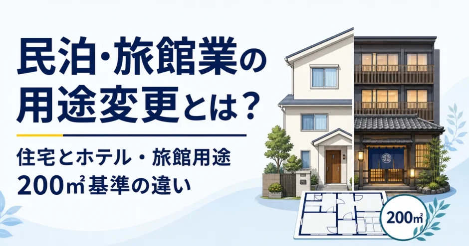 民泊・旅館業の用途変更と住宅・ホテル用途、200平方メートル基準