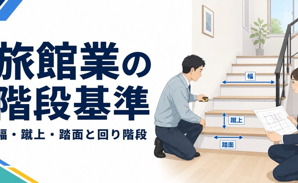 旅館業の階段基準｜幅・蹴上・踏面と回り階段の測り方