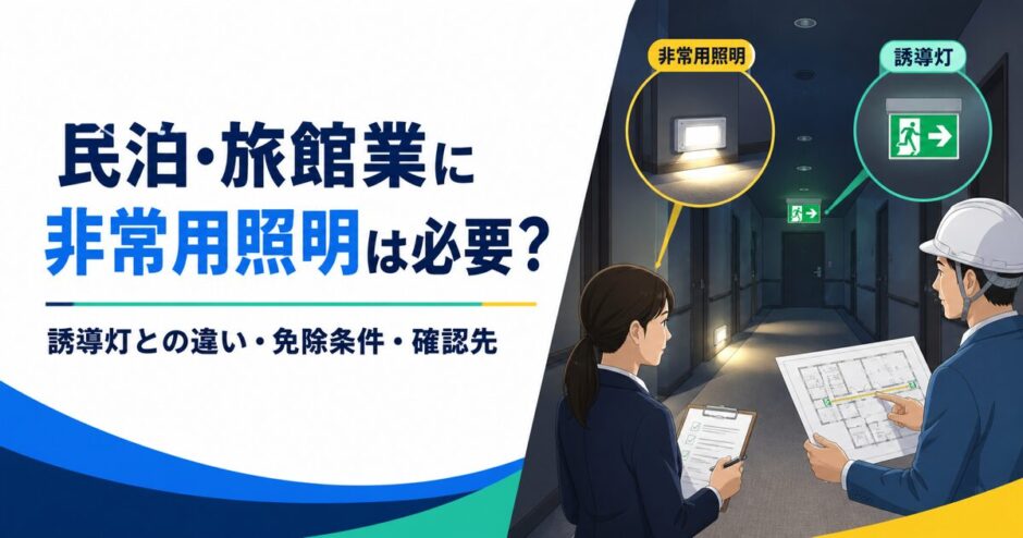 非常用照明と誘導灯の違いを確認する様子