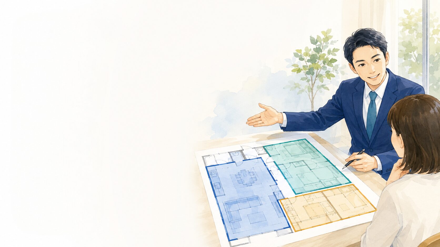 住宅宿泊事業の居室・宿泊室・使用部分を色分けした間取り図
