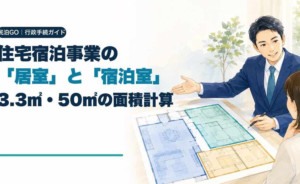 住宅宿泊事業の「居室」と「宿泊室」の違い｜3.3㎡・50㎡の面積計算