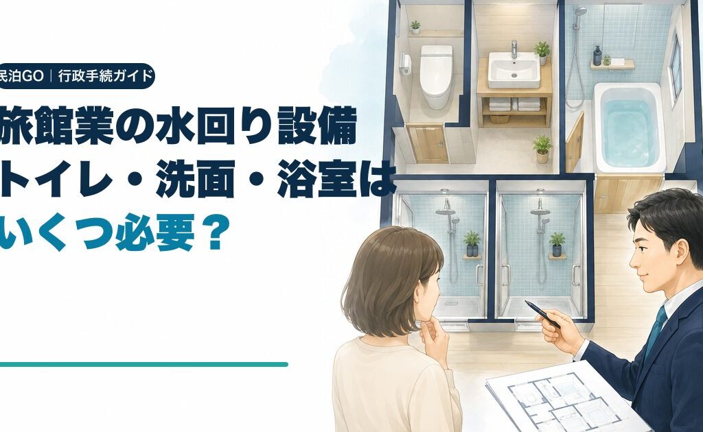 旅館業のトイレ・洗面・浴室はいくつ必要？定員と自治体基準の確認方法