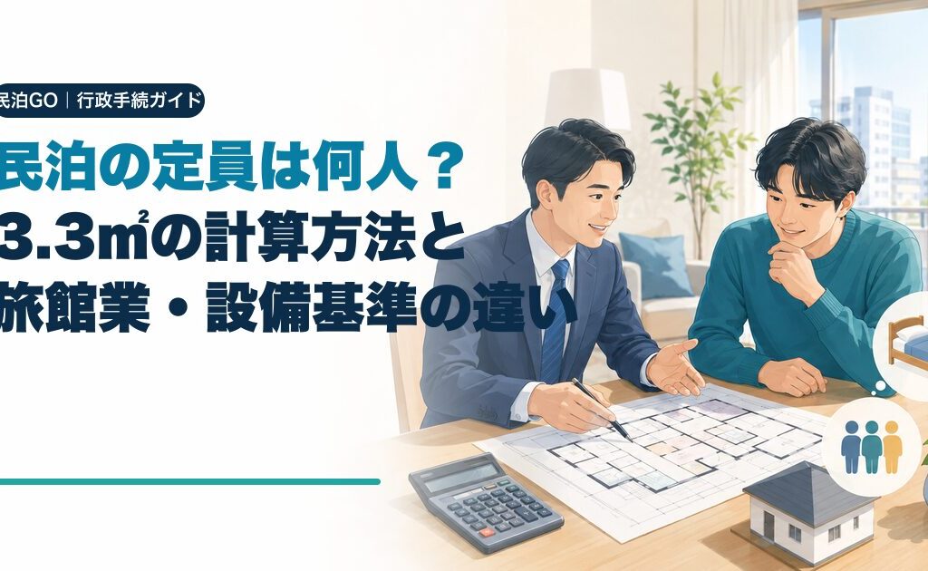 民泊の定員は何人？3.3㎡の計算方法と旅館業・設備基準の違い