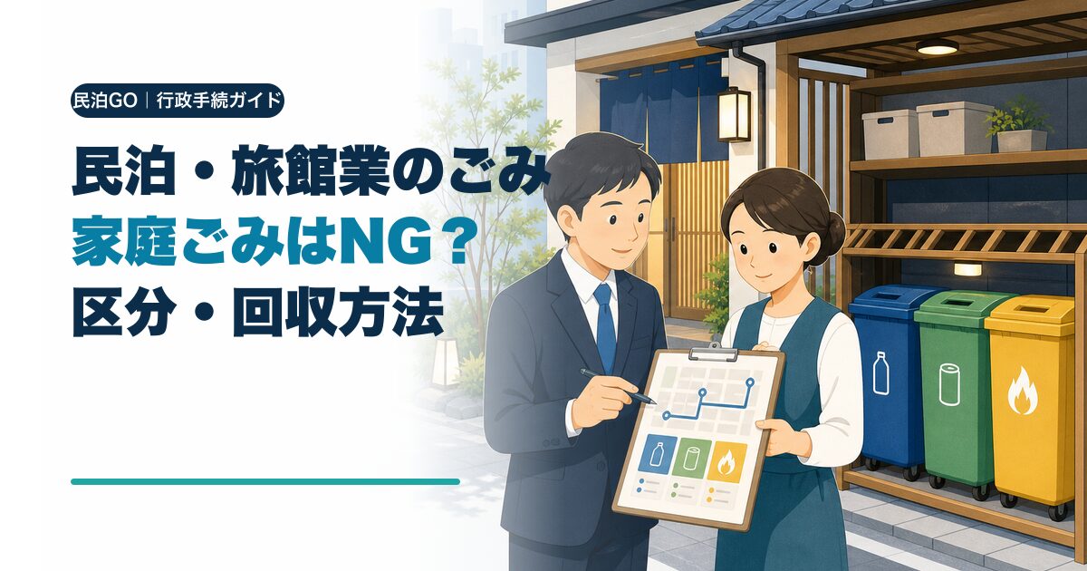 民泊・旅館業のごみ処理と回収方法を解説するアイキャッチ画像