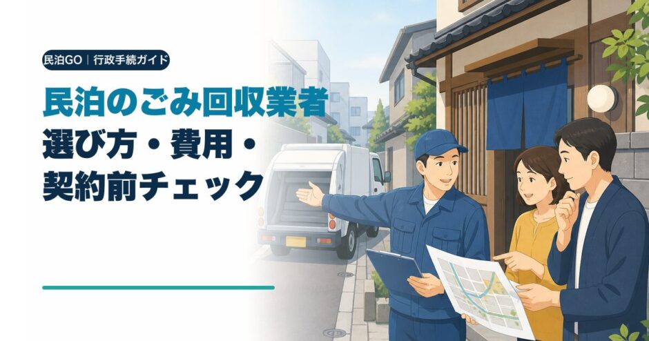民泊のごみ回収業者の選び方と契約前チェックを解説するアイキャッチ画像