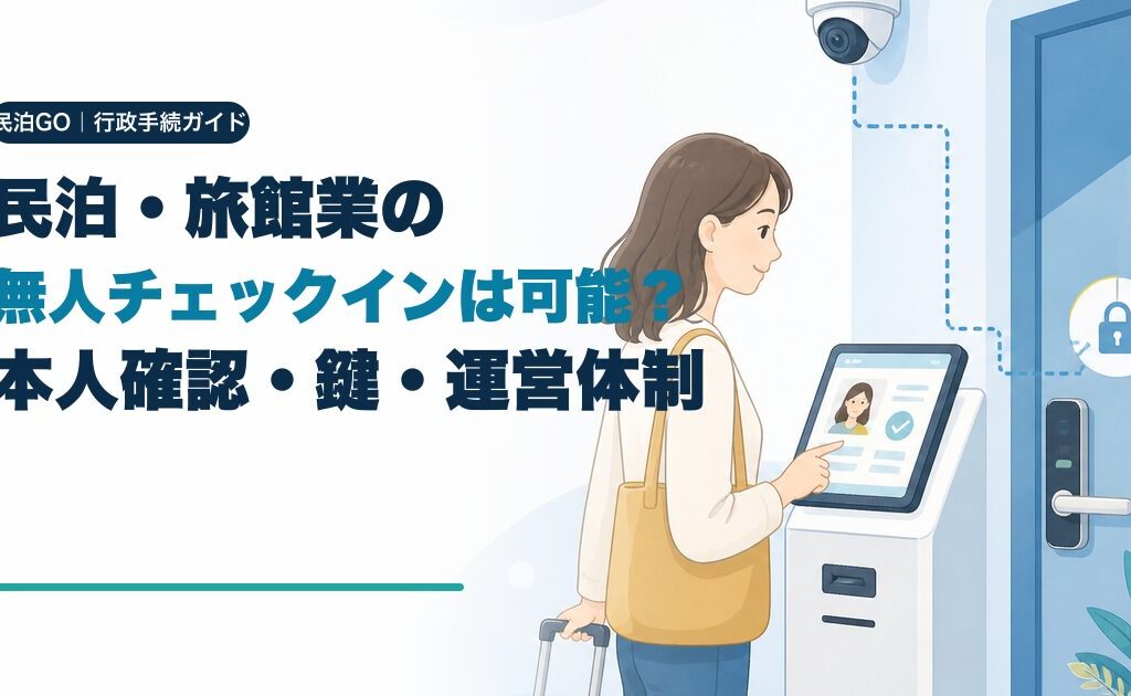 民泊・旅館業の無人チェックインは可能？2025年改正後の本人確認・鍵・運営体制のアイキャッチ画像