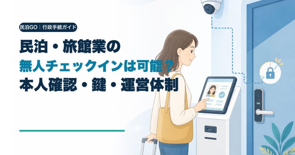 民泊・旅館業の無人チェックインは可能？2025年改正後の本人確認・鍵・運営体制のアイキャッチ画像
