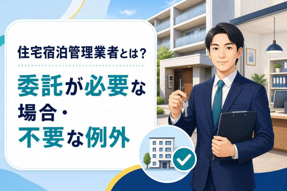 住宅宿泊管理業者への委託が必要な場合と不要な例外を解説するアイキャッチ画像