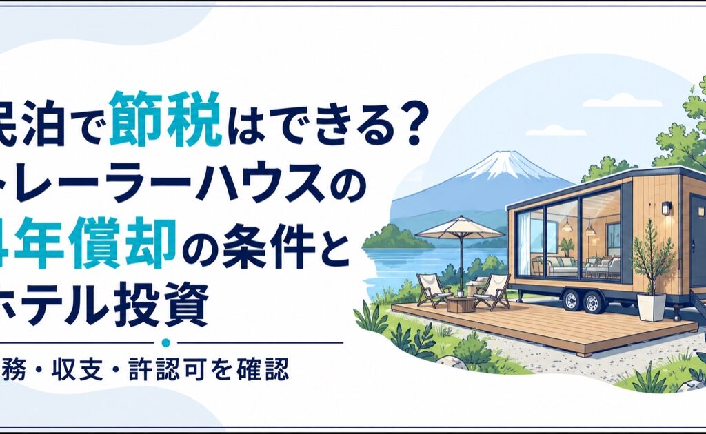 民泊で節税はできる？トレーラーハウスの4年償却の条件とホテル投資