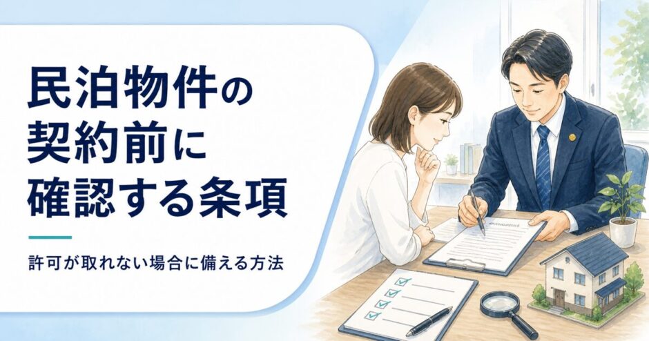 民泊物件の契約前に許可が取れない場合へ備える条項を確認する
