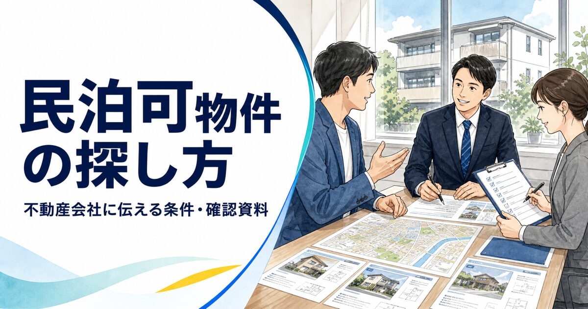 民泊可物件の探し方と不動産会社に伝える条件・確認資料