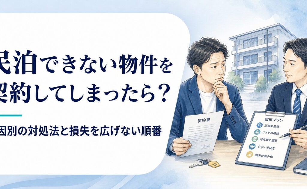 民泊できない物件を契約してしまったら？原因別の対処法と損失を広げない順番