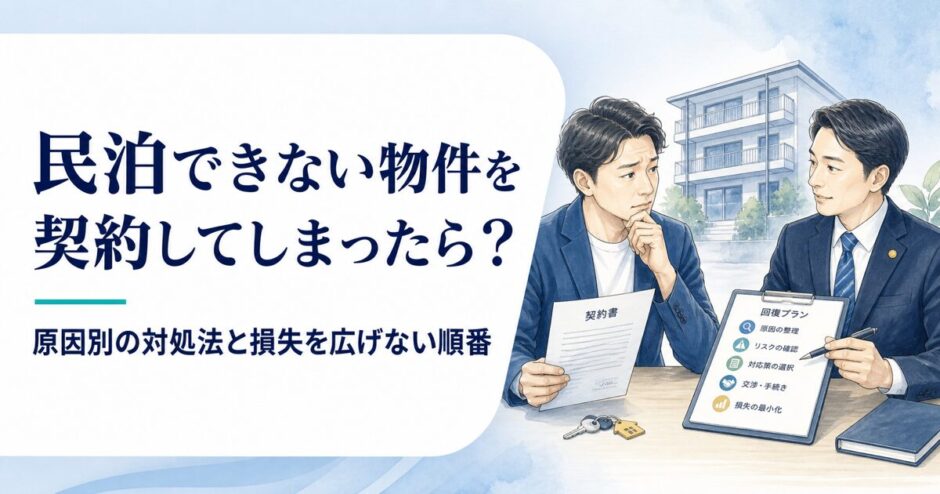 民泊できない物件を契約した後の原因別の対処法
