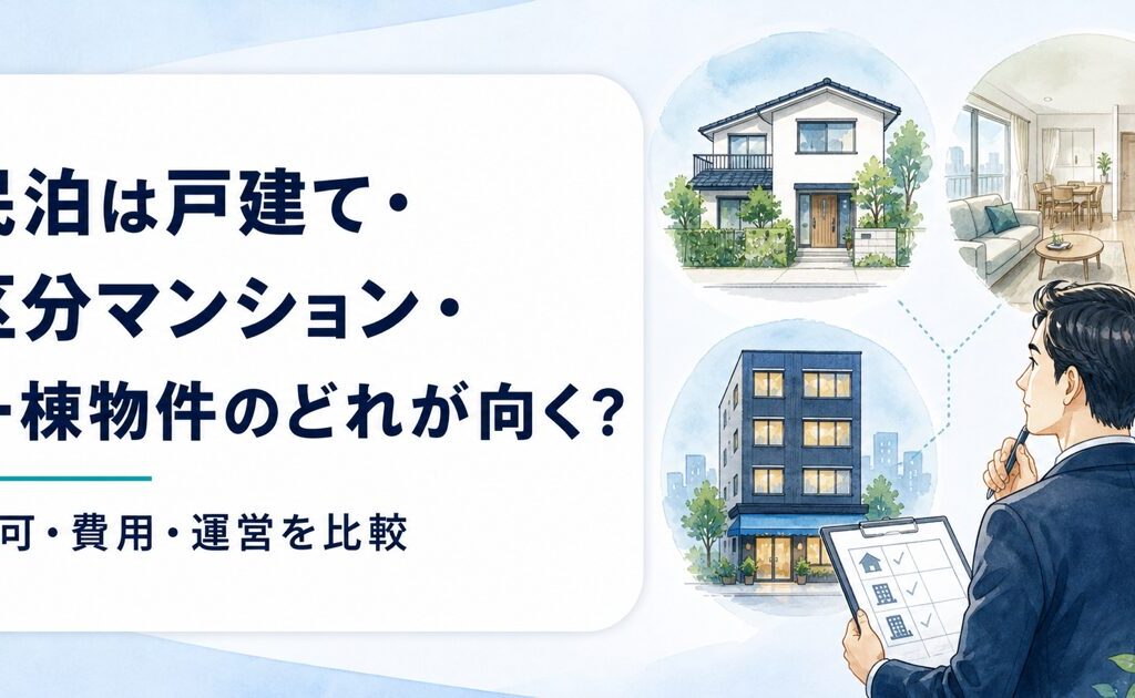 民泊は戸建て・区分マンション・一棟物件のどれが向く？許可・費用・運営を比較